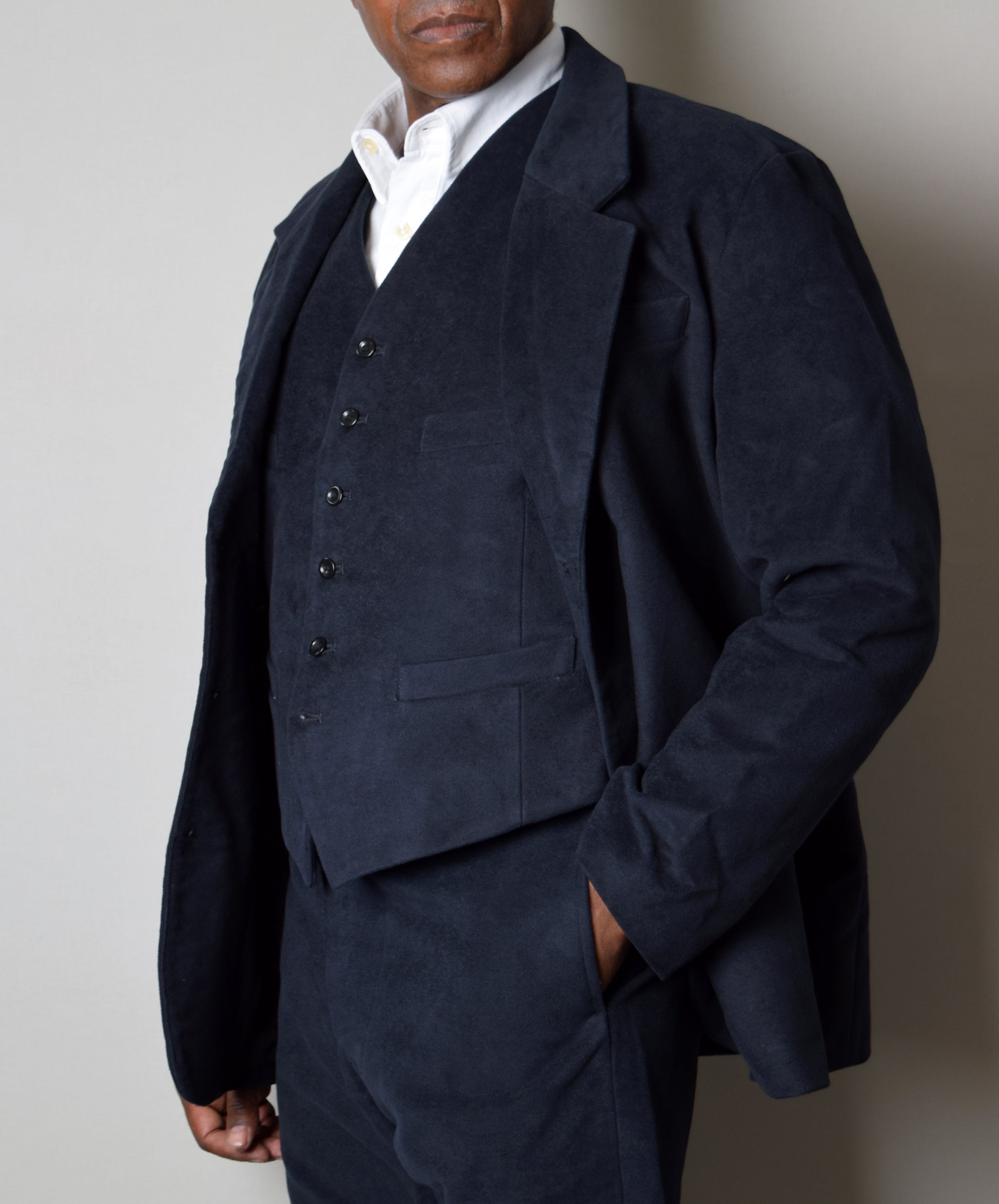 Navy moleskin blazer shop