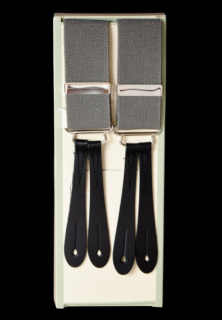 Plain Coloured Button-on Braces (BR700) - Pale Grey