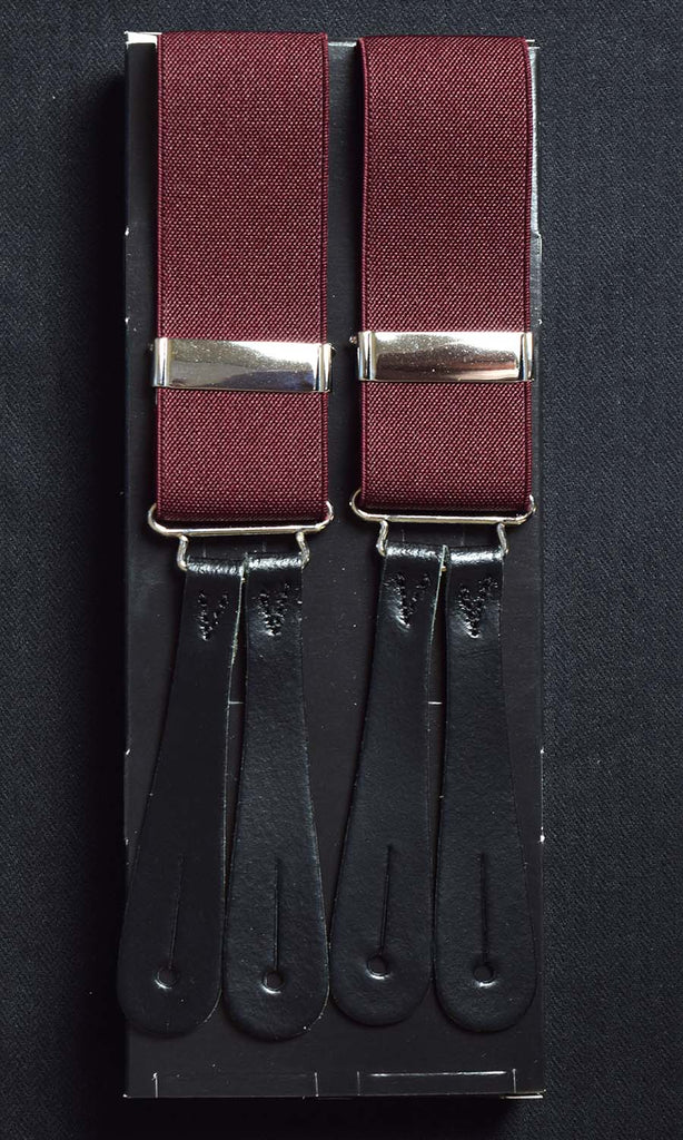 Plain Coloured Button-on Braces with Stamped Leather ends (BR700)