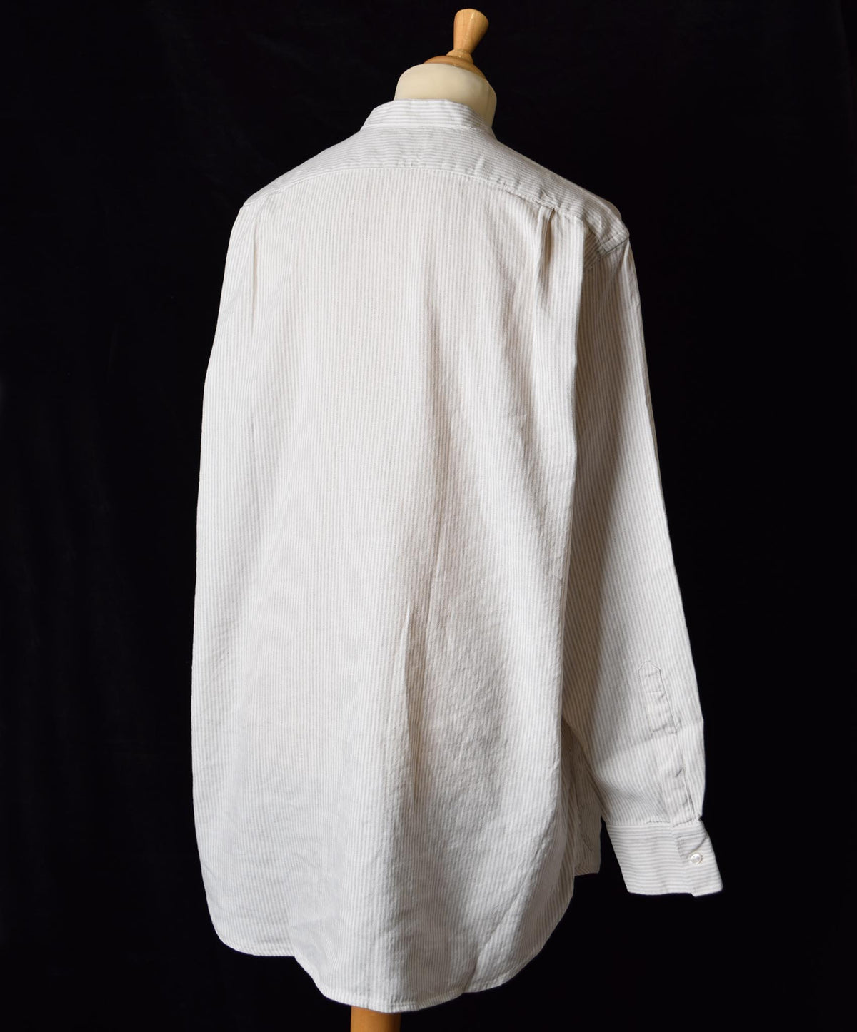 Linen / Cotton Stripe Grandad Work Shirt - Collar Attached (SH2210NP)