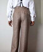 Pleated Front Trousers (TR1920) - Brown Check - Back