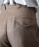 Pleated Front Trousers (TR1920) - Brown Check - Back Detail