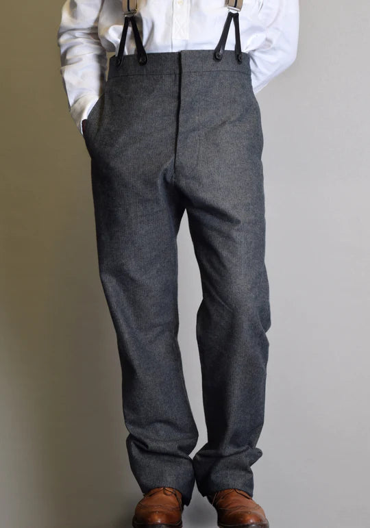 Reduced Grey Brushed Cotton Herringbone Fishtail Back Trousers (TR300RS)