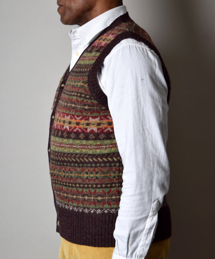 Turin Button Through Wool Fair Isle Waistcoat (KN161) - Side 2