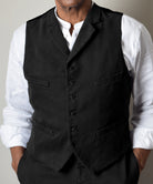 Black Washed Cotton Drill Work Waistcoat (WC101)
