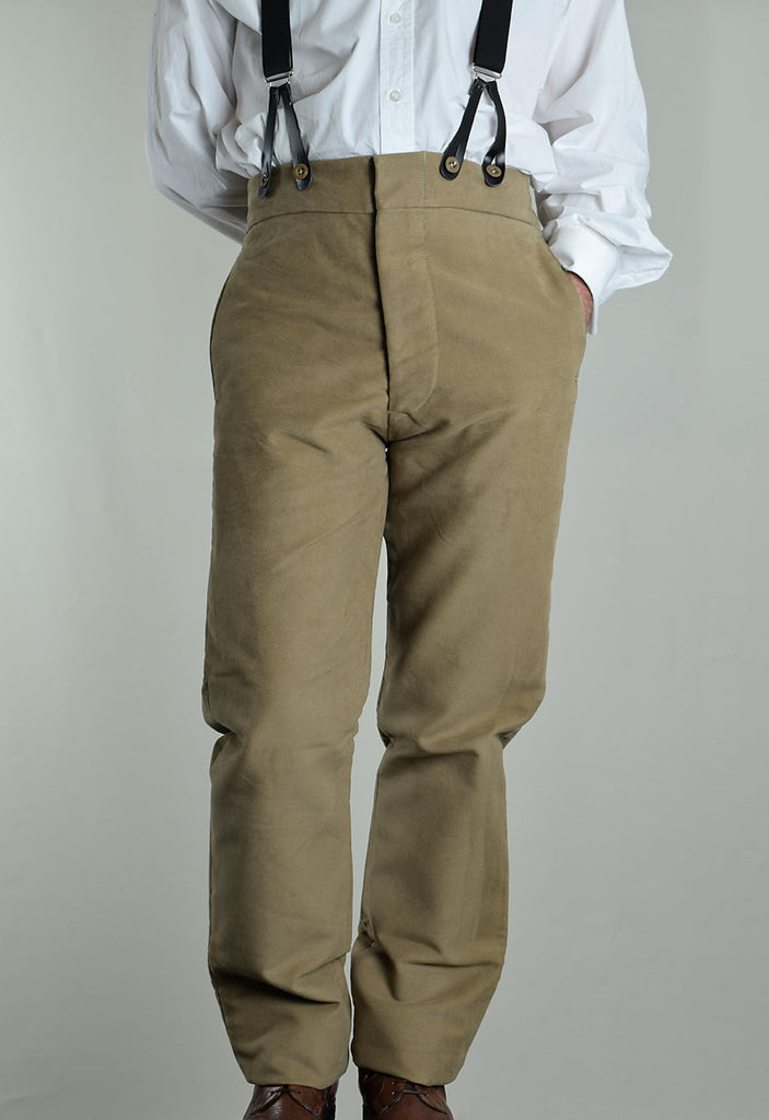 Cotton Moleskin High Waist Trousers (TR700) - Putty Moleskin