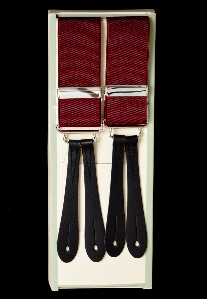 Plain Coloured Button-on Braces (BR700) - Wine