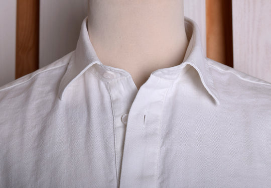 Shirt 3 - Faulty White Linen / Cotton Herringbone Shirt XL (SH003)