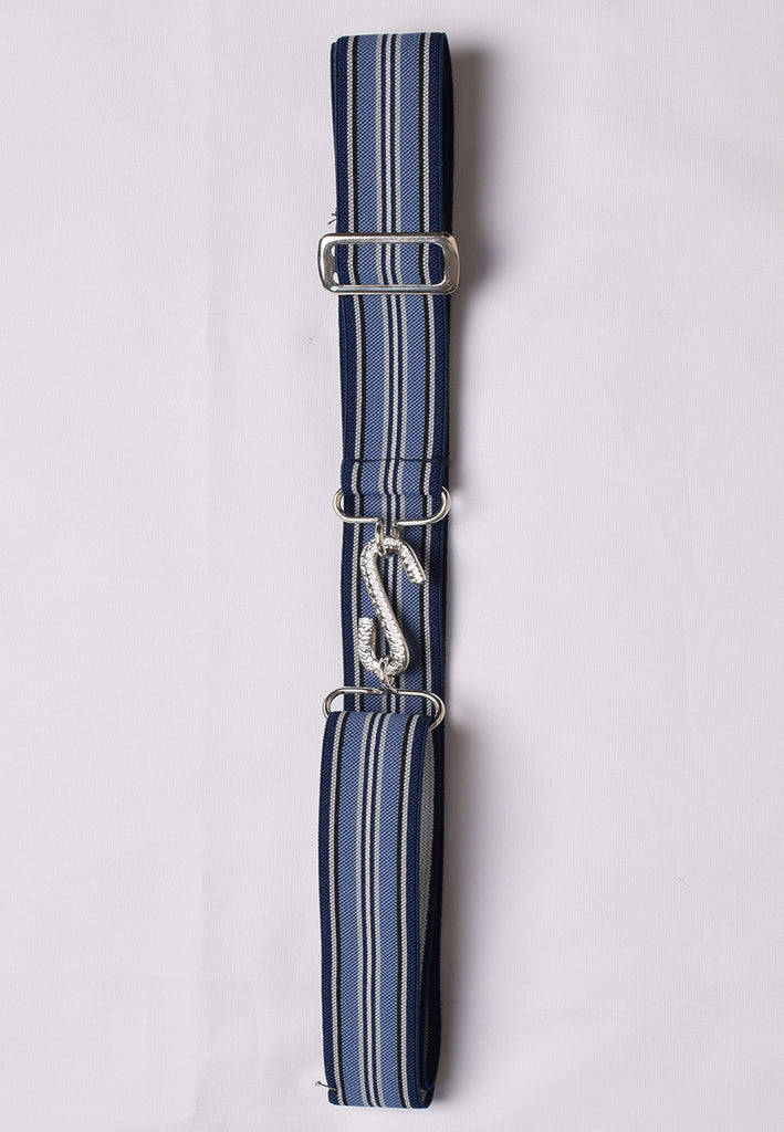Elasticated Snake Belts (BR750) Blue/White/Black Stripe