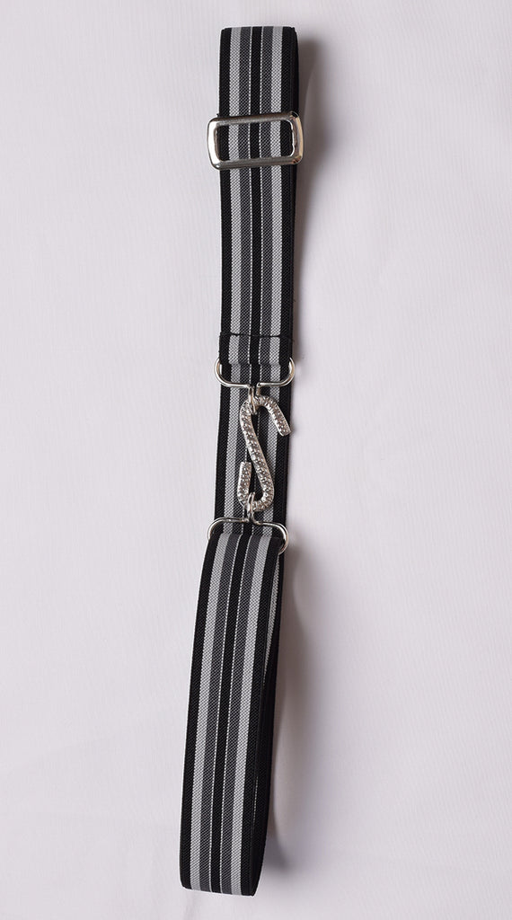 Elasticated Snake Belts (BR750) Black/white/grey stripe