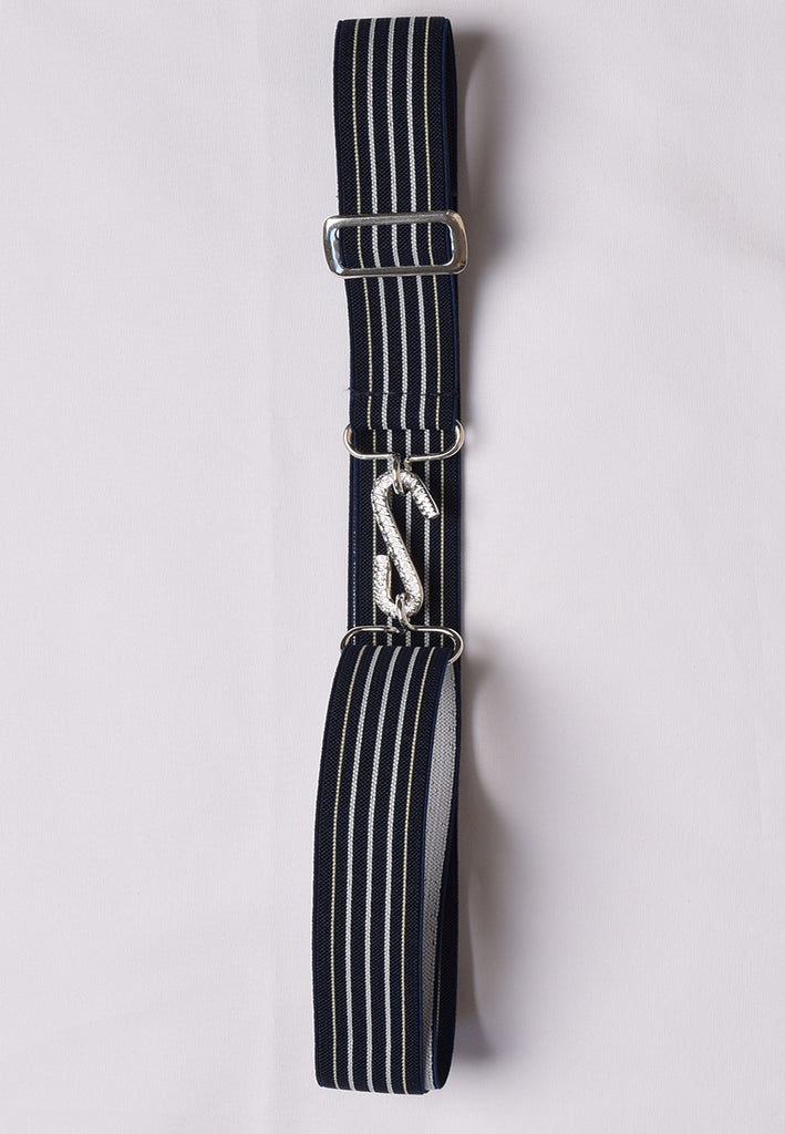 Elasticated Snake Belts (BR750) Navy/White/Yellow Stripe