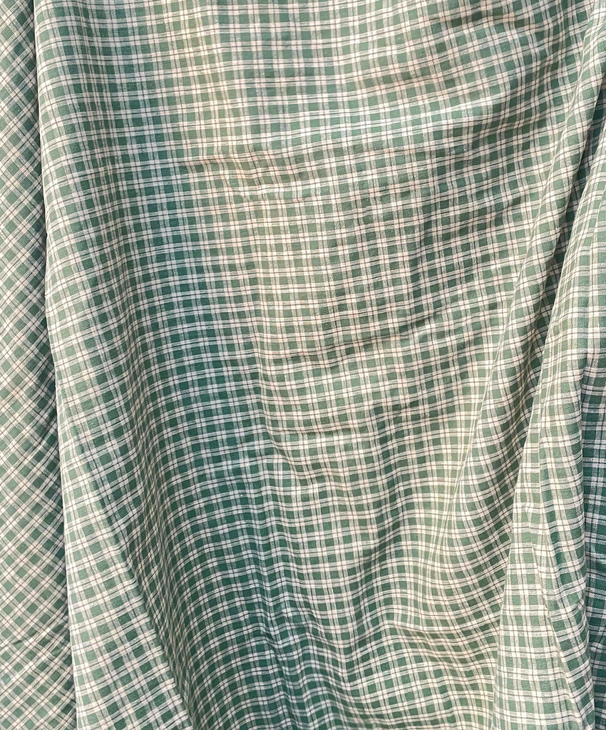 Green Check Cotton/Linen Fabric (FD121)