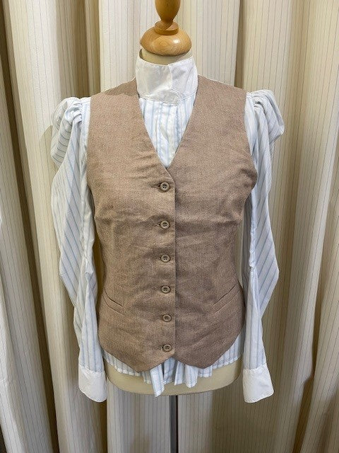 Ladies Waistcoat Biscuit Linen Mix (WCL200) - Main Image