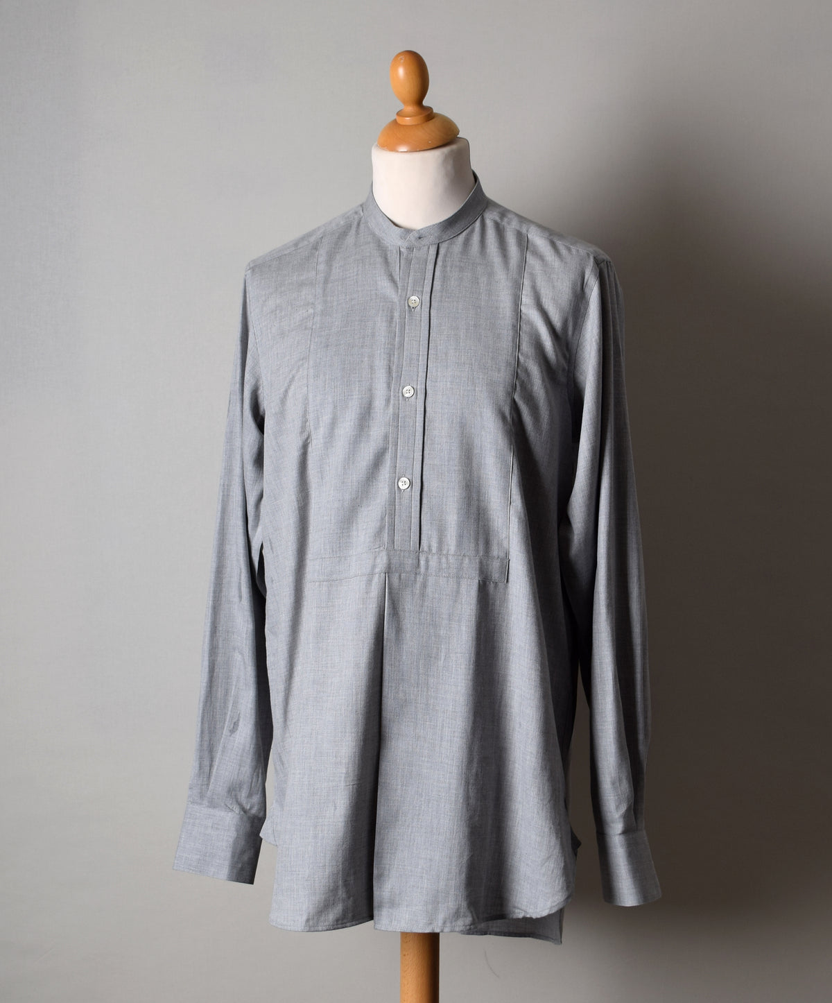 Bib Front Herringbone Neckband Shirt (SH160H) - Grey