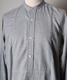 Bib Front Herringbone Neckband Shirt (SH160H) - Grey