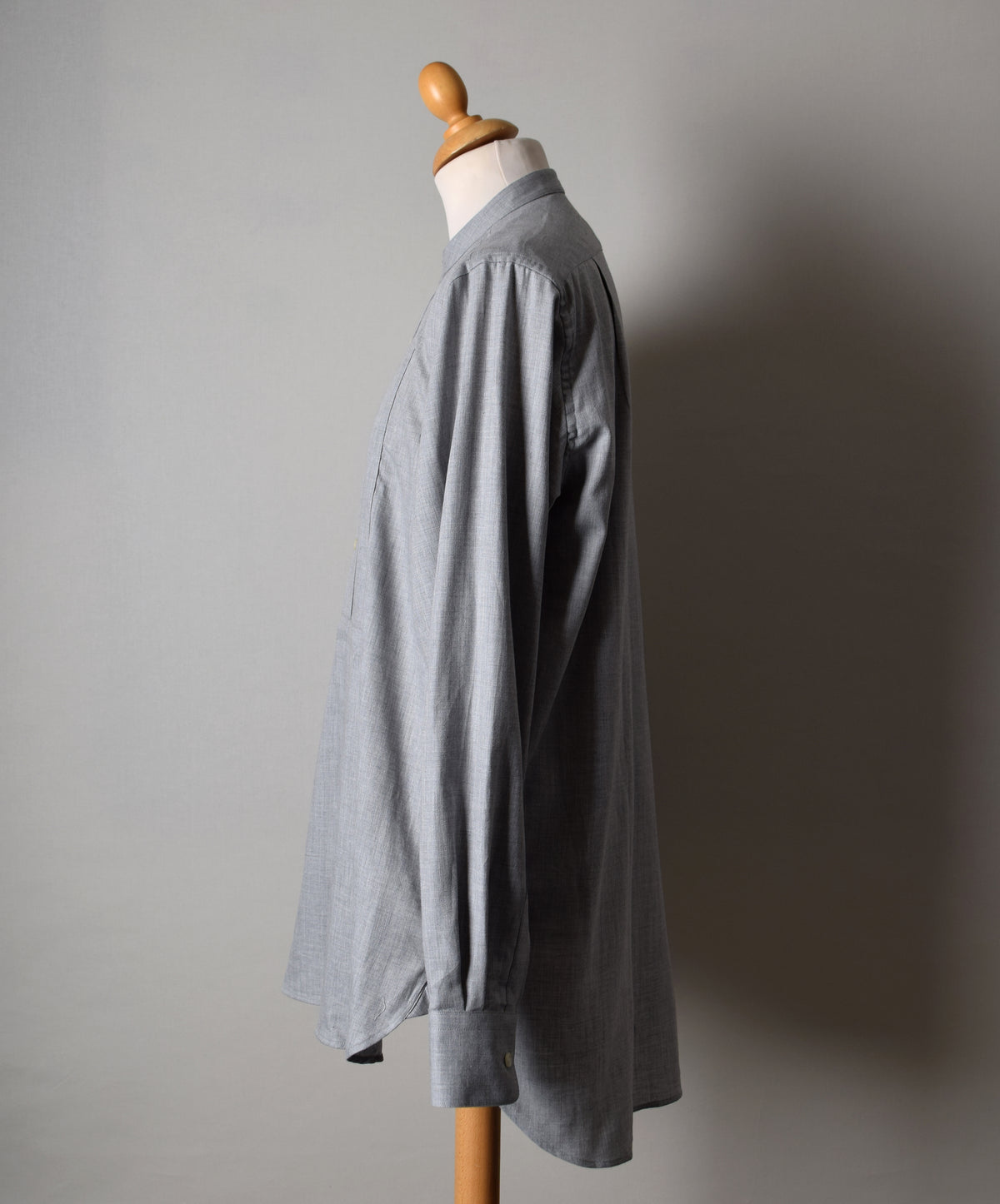 Bib Front Herringbone Neckband Shirt (SH160H) - Grey