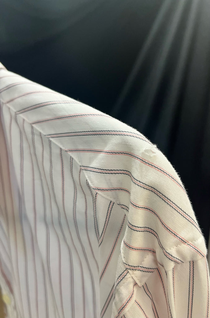 Reduced Replica Striped Fabric Spearpoint Collar Shirt | Permanent Stock (SH190RRS) - Colour 61 - Black, White & Pink Stripe