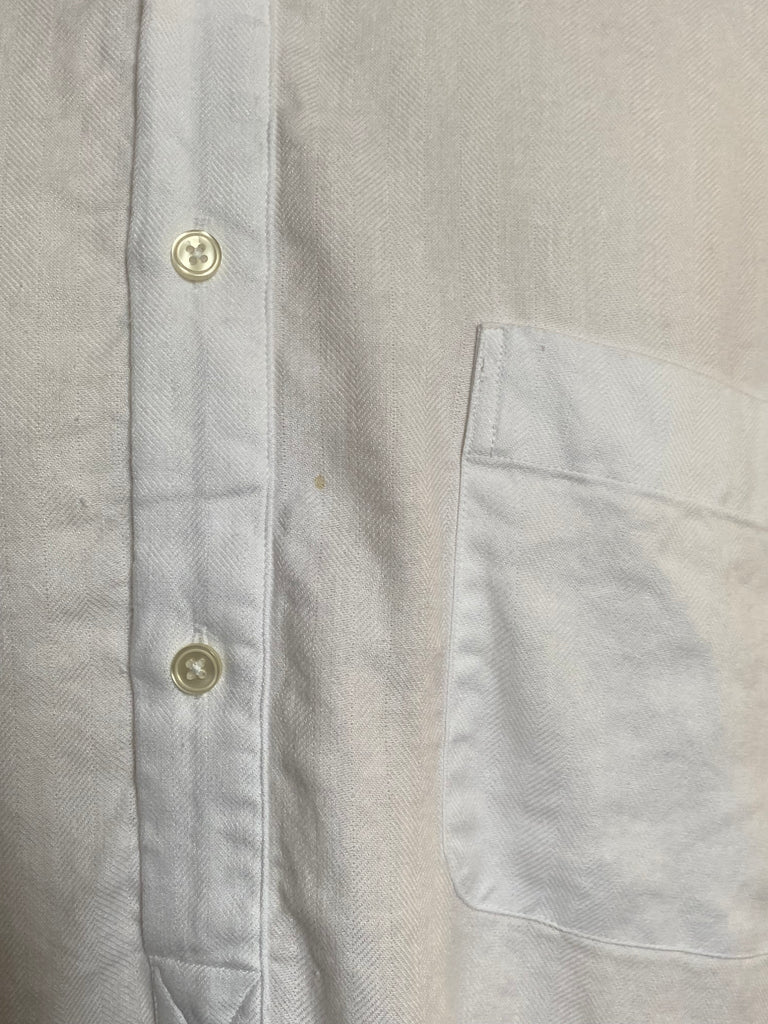Shirt 2. Reduced White Linen / Cotton Herringbone Shirt With Pocket SH2211 - Large