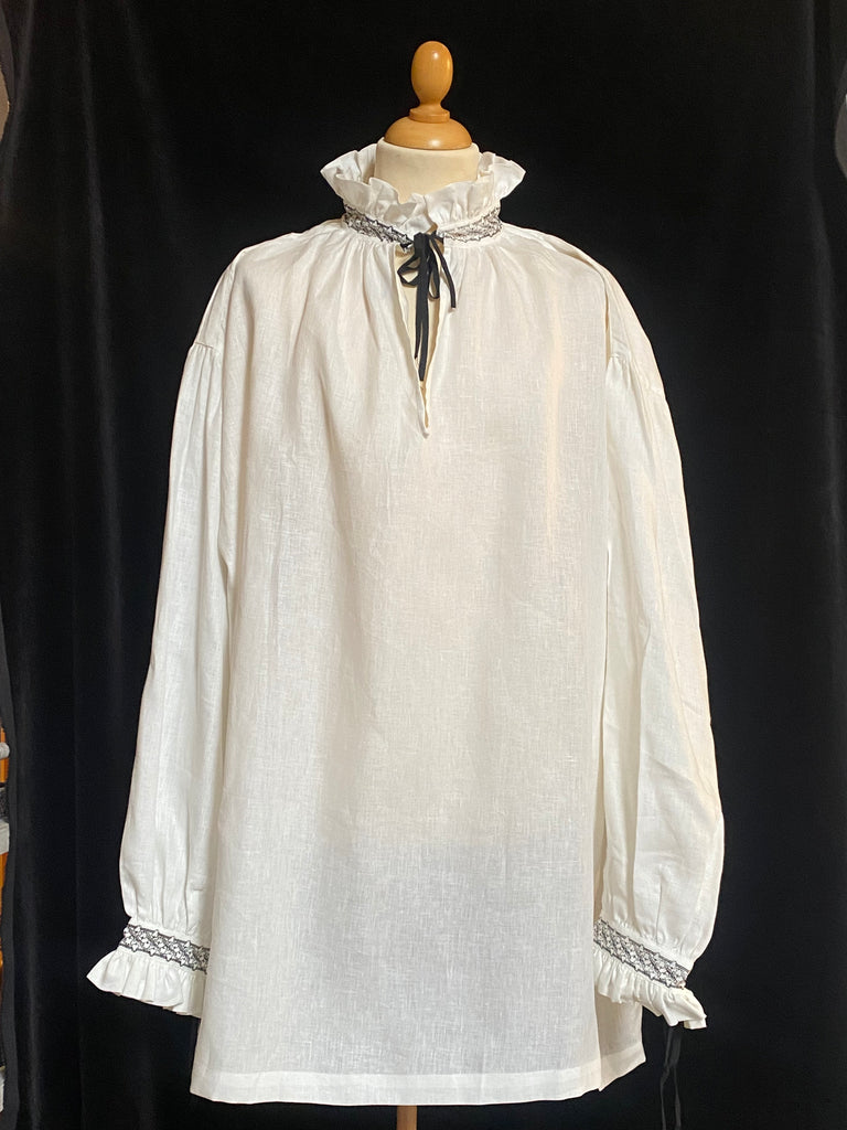 Shirt 4 - Reduced. Elizabethan Blackwork Shirt SH121B - M
