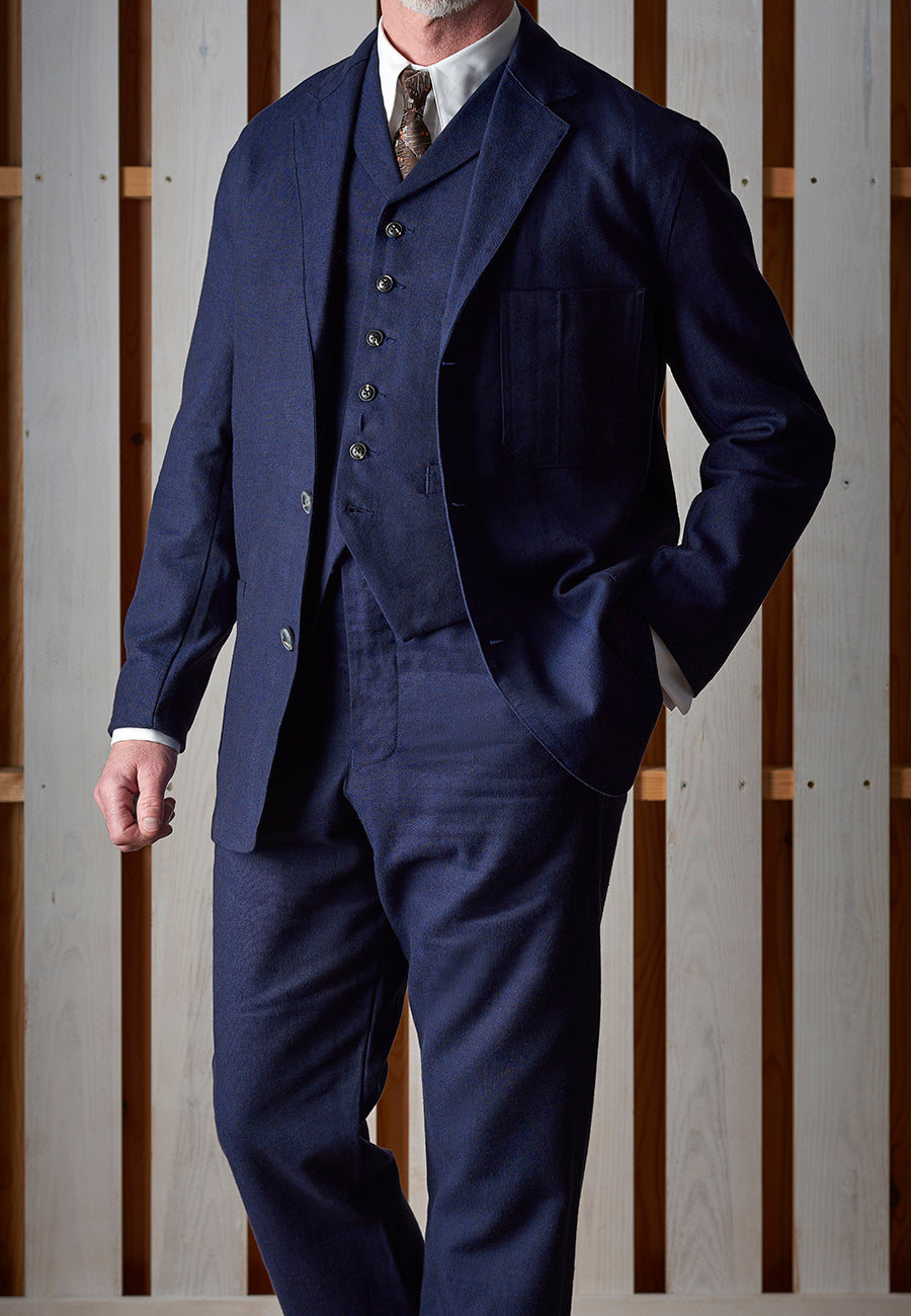 Cotton/Linen Blend Navy Blue Jacket (JA460)1