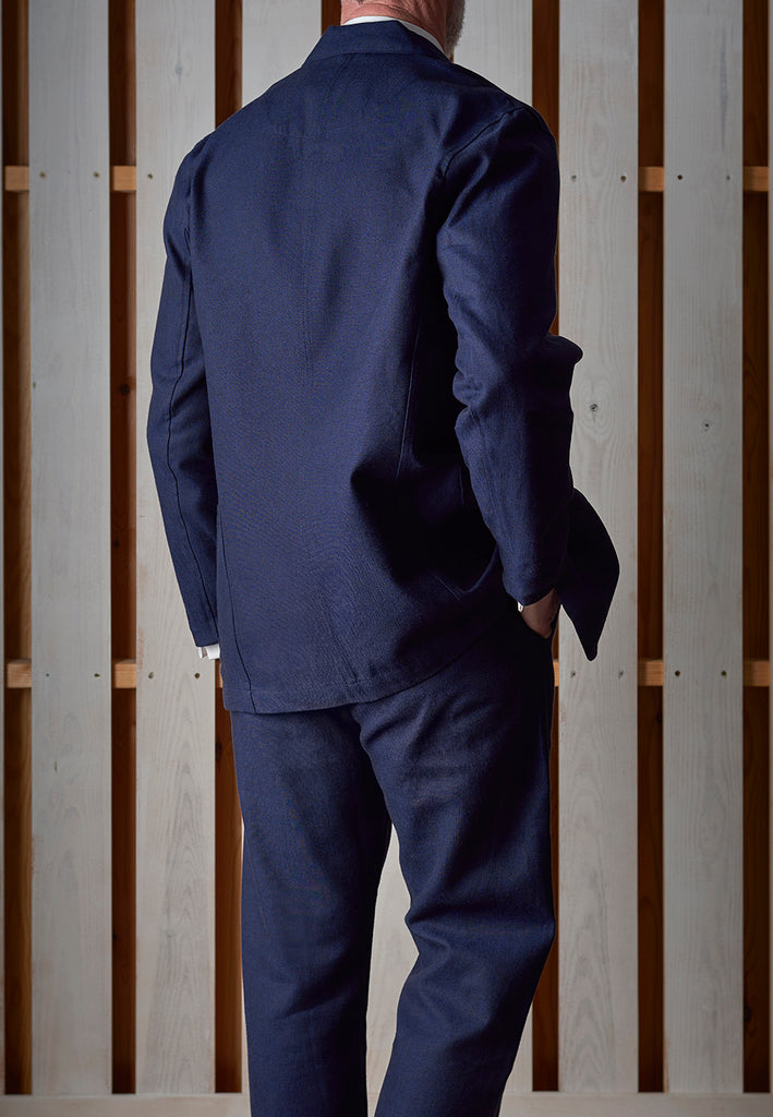 Cotton/Linen Blend Navy Blue Jacket (JA460)