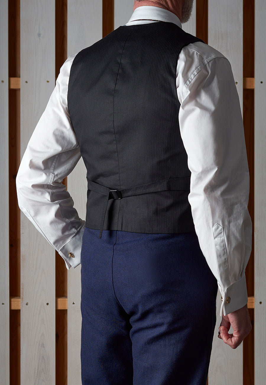 Cotton / Linen Blend Navy Blue Waistcoat (WC460)