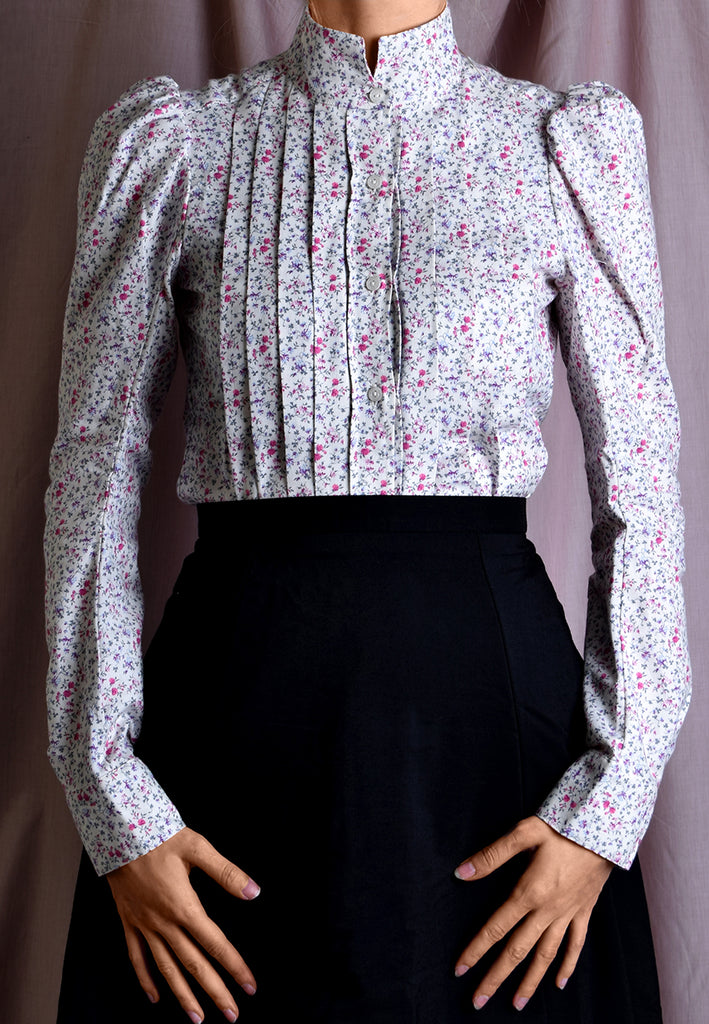Liberty Print Fabric Ladies Victorian Blouse (BL002) - Pink Jubilee Floral