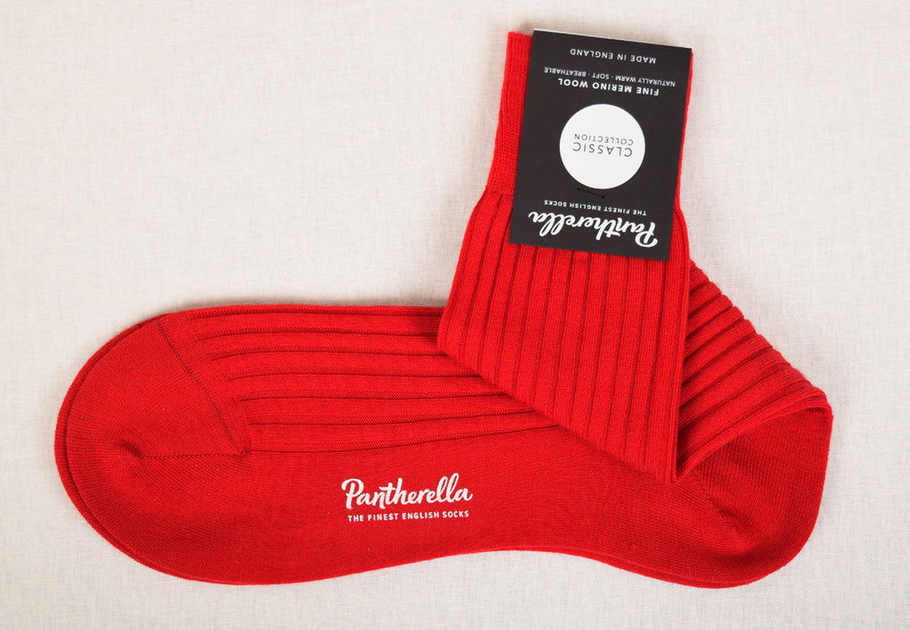 Red Merino Wool Pantherella Socks (SO214)