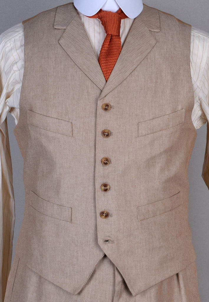 Cotton / Linen Blend Biscuit Coloured Waistcoat (WC450)