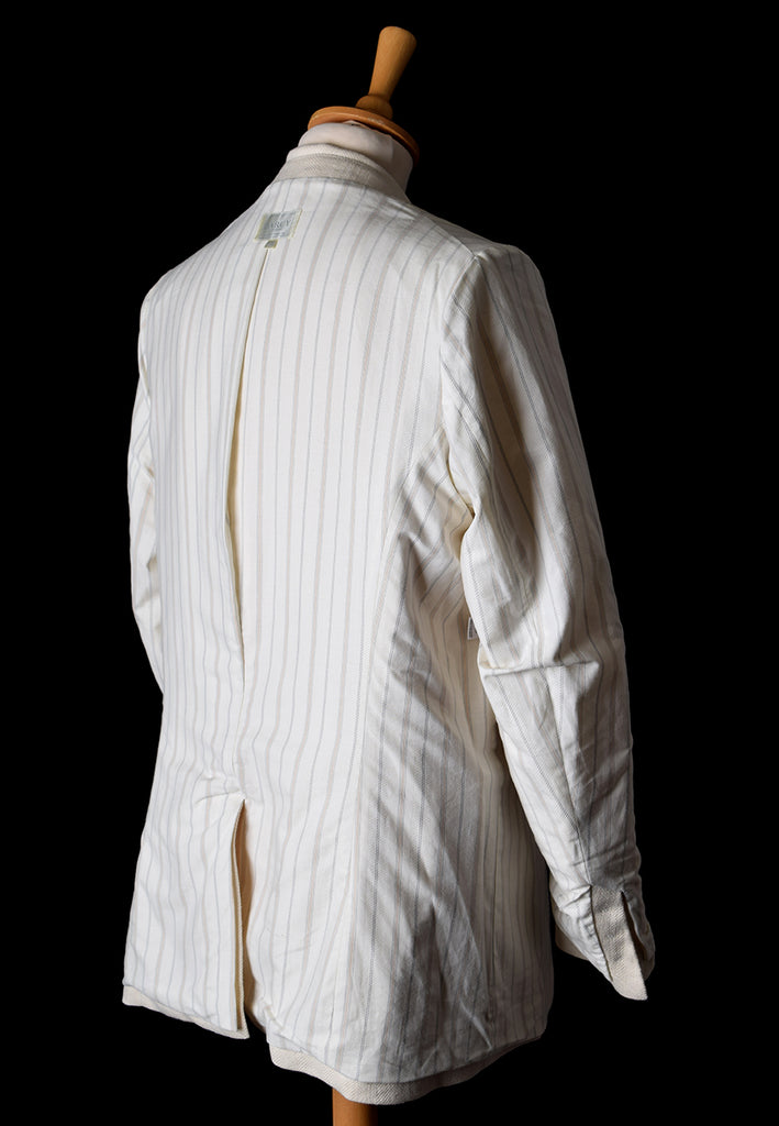 Heavyweight Ivory Herringbone Fully Lined Linen Jacket (JA933)