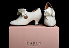 Eighteenth Century Ladies Tongue and Tie Stone Coloured Leather Shoes (SP1801)