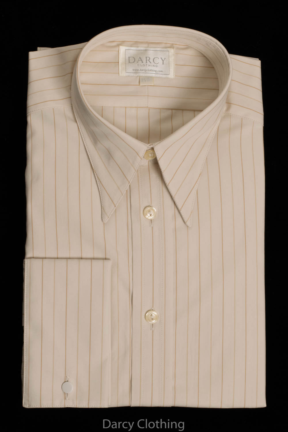 Replica Striped Fabric Spearpoint Collar Shirt | Permanent Stock (SH190R) - Colour 63 - Cream & Gold Stripe Replica Striped Fabric Spearpoint Collar Shirt | Permanent Stock (SH190R) - Colour 63 - Cream & Gold Stripe