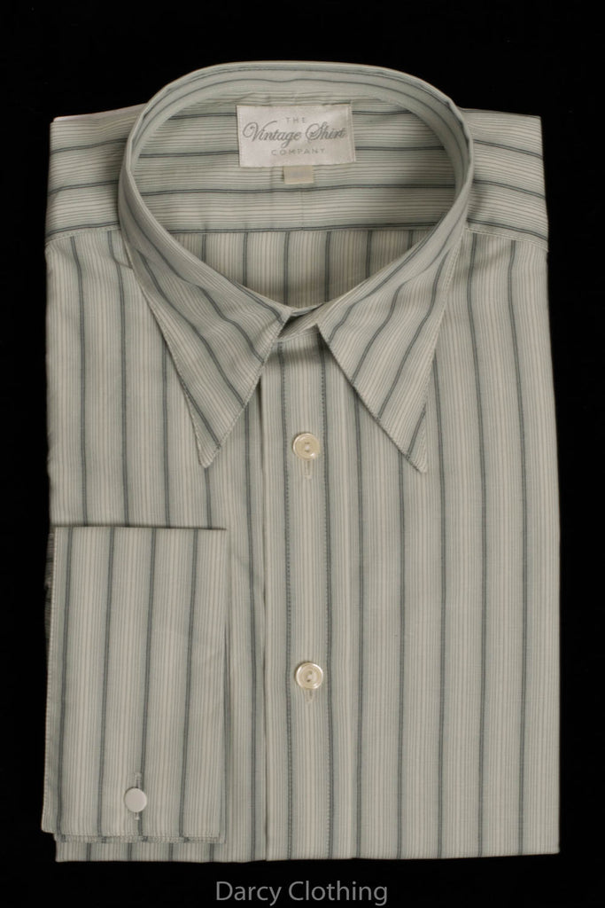 Replica Striped Fabric Spearpoint Collar Shirt | Permanent Stock (SH190R) - Colour 72 - Green Stripe