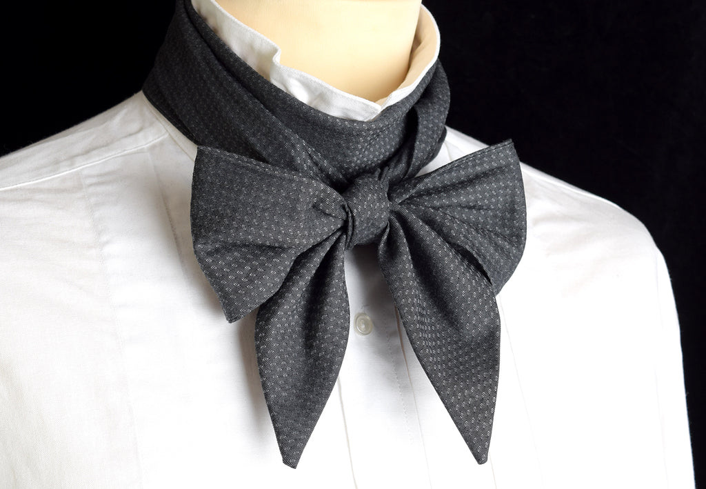 Textured Cotton Victorian Bow Tie (CR568) - Dark Grey