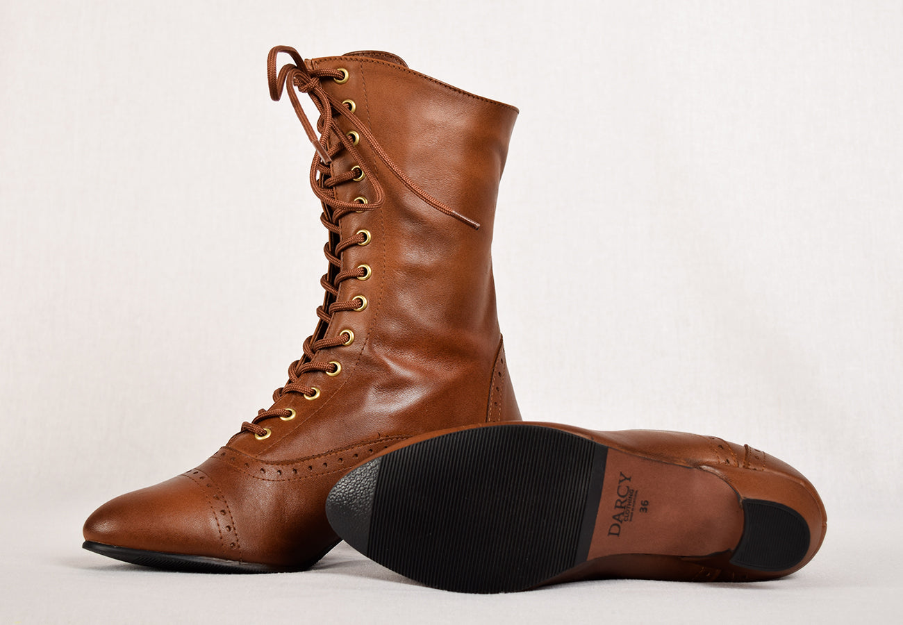 Brown Victorian Lace Up Boots (SP1912) – Darcy Clothing