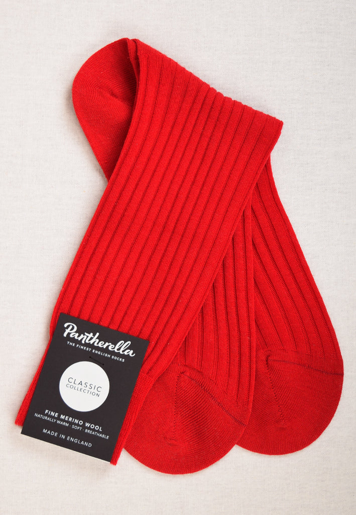 Red Merino Wool Pantherella Socks (SO214)