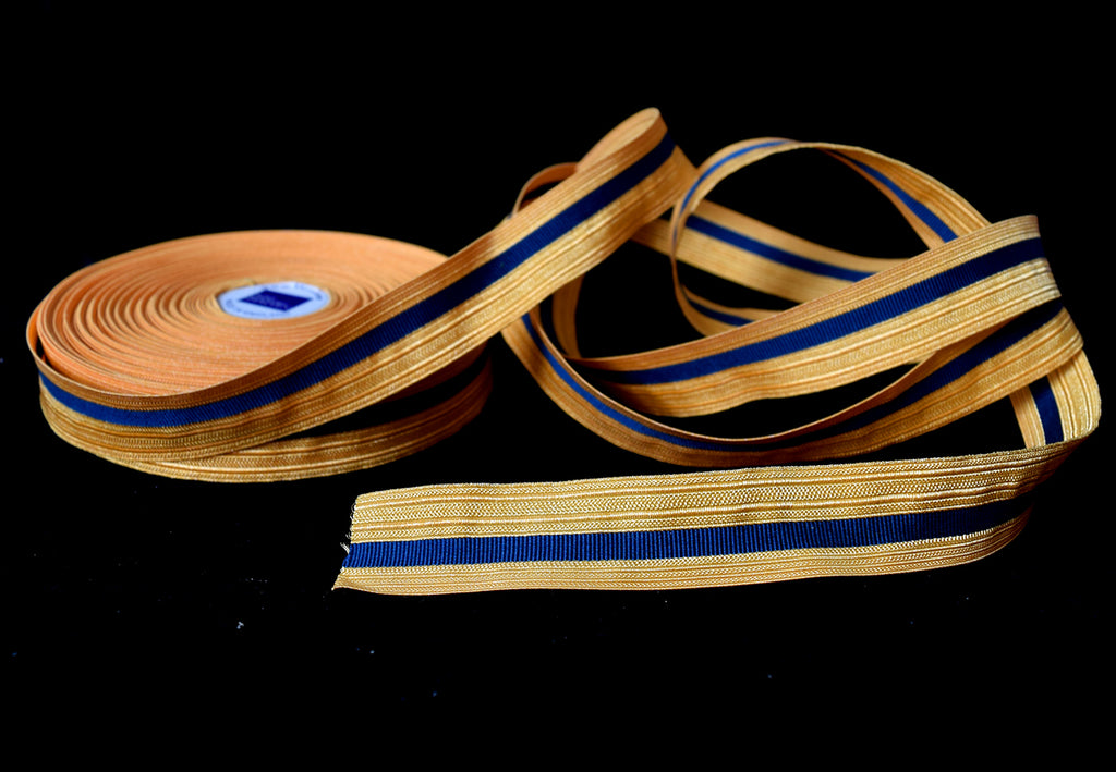 Gold Coloured Military Braid with Navy Stripe 25mm (BDGS013)