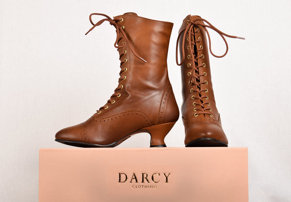 Brown Victorian Lace Up Boots (SP1912)