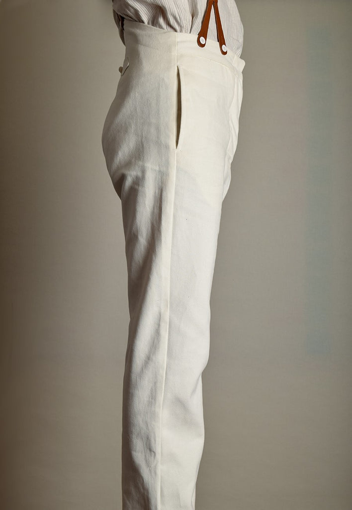 Dyeable White Cotton Drill Trousers (TR105)