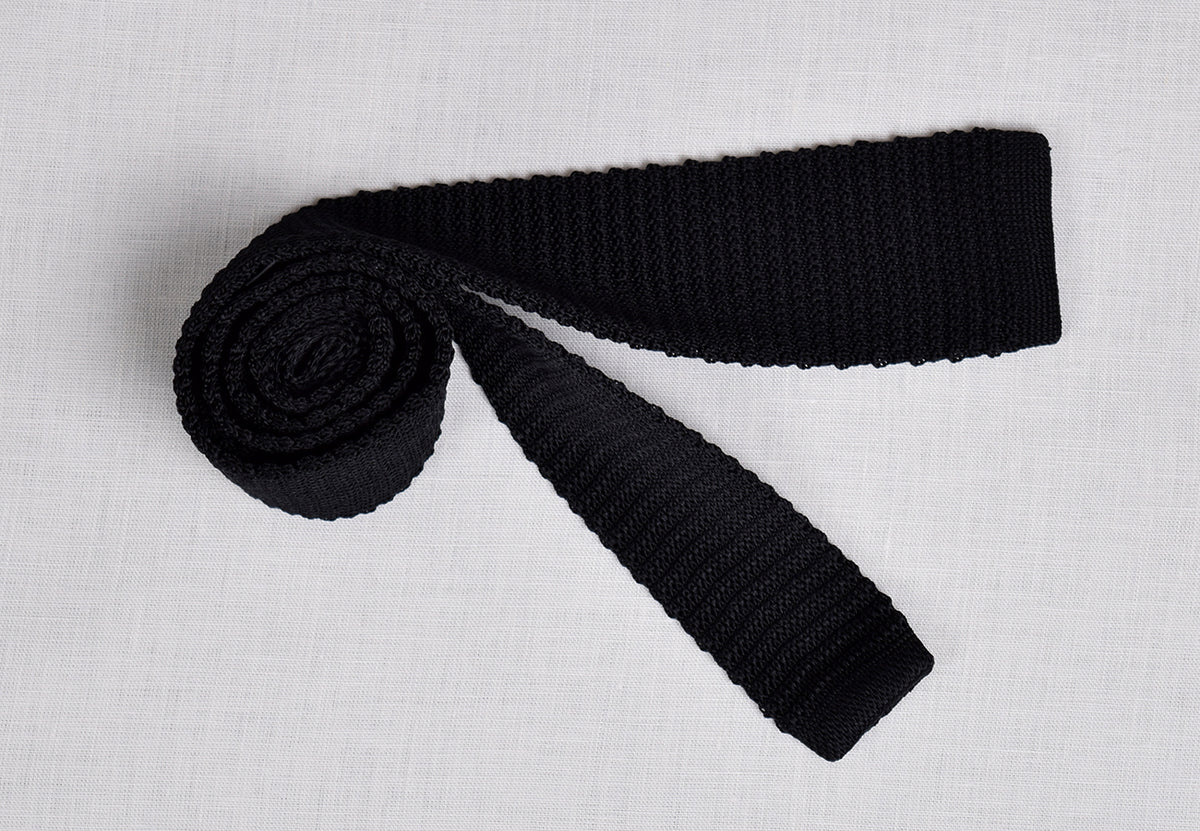 Silk Knitted Ties (CR574) - Black