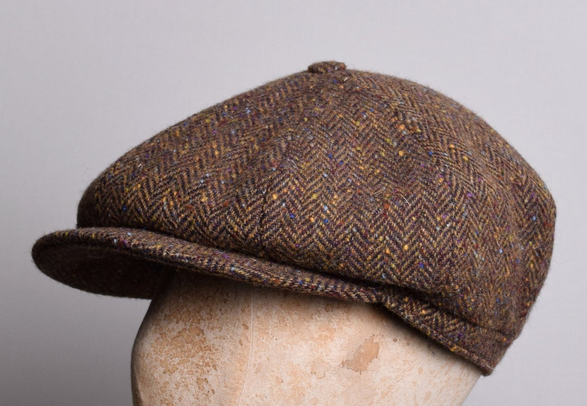 Standard Eight Piece Cap (HA137) - Brown Herringbone Speckle