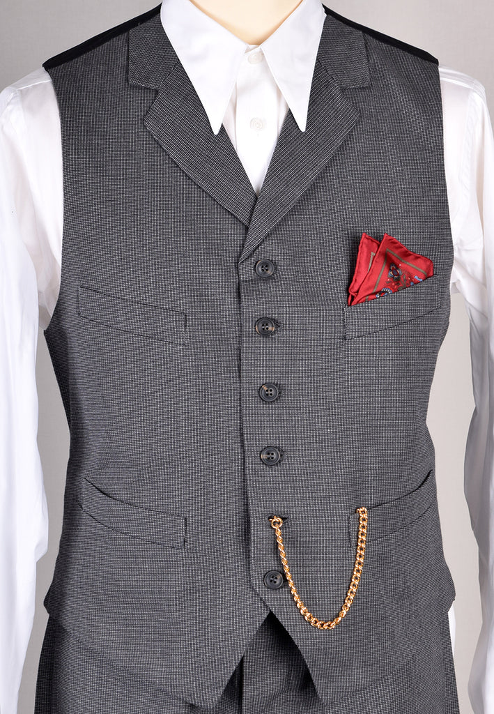 Charcoal Textured Weave Waistcoat (WC360)