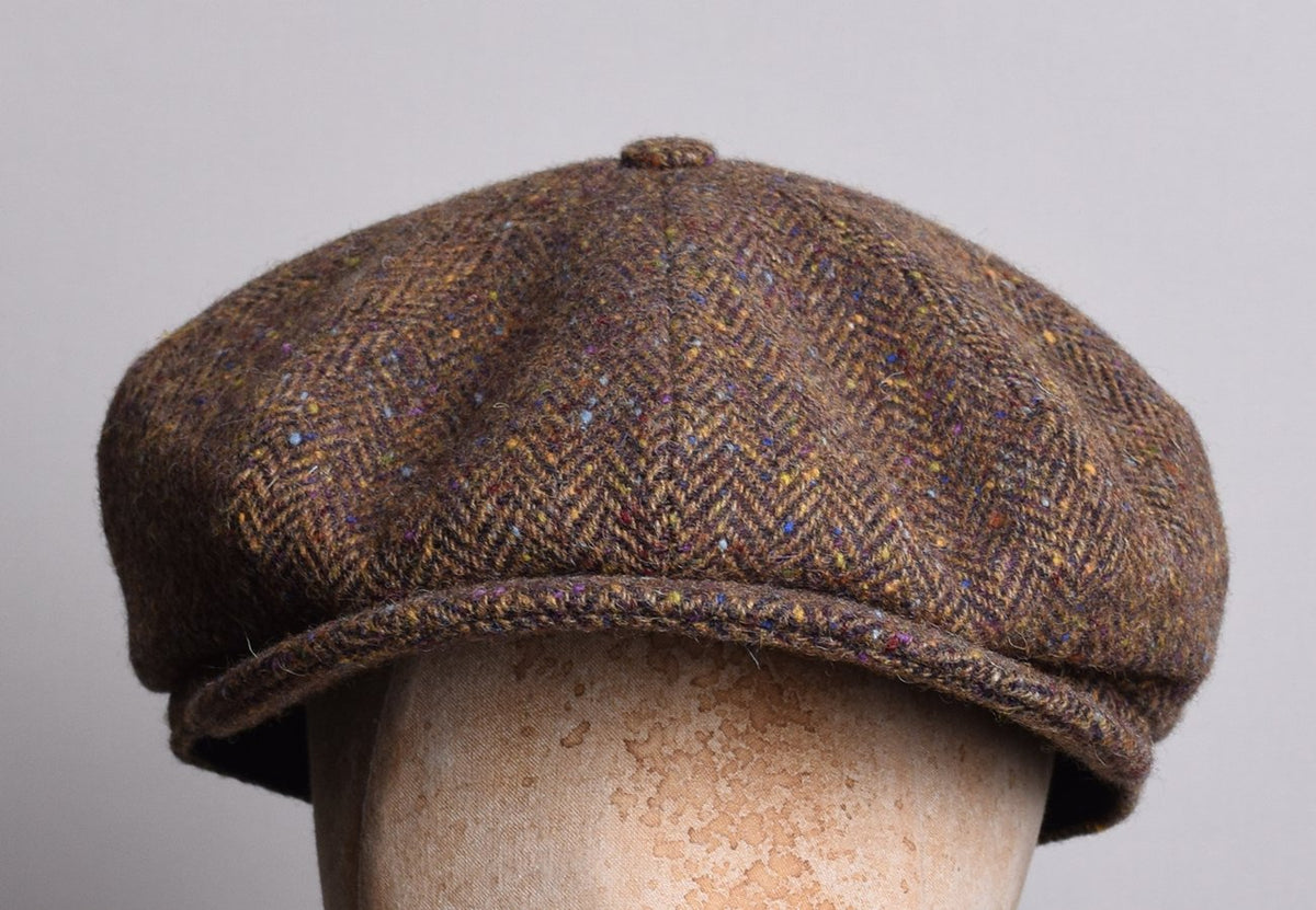 Standard Eight Piece Cap (HA137) - Brown Herringbone Speckle