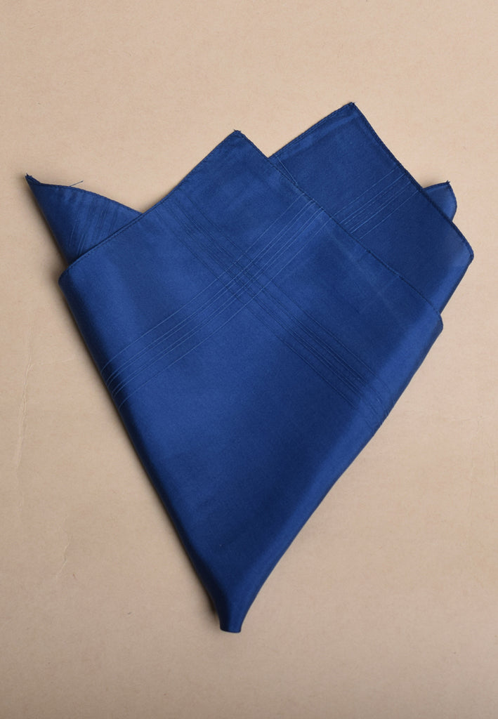 Plain Silk Handkerchiefs (HA98) - Dark Blue with detail