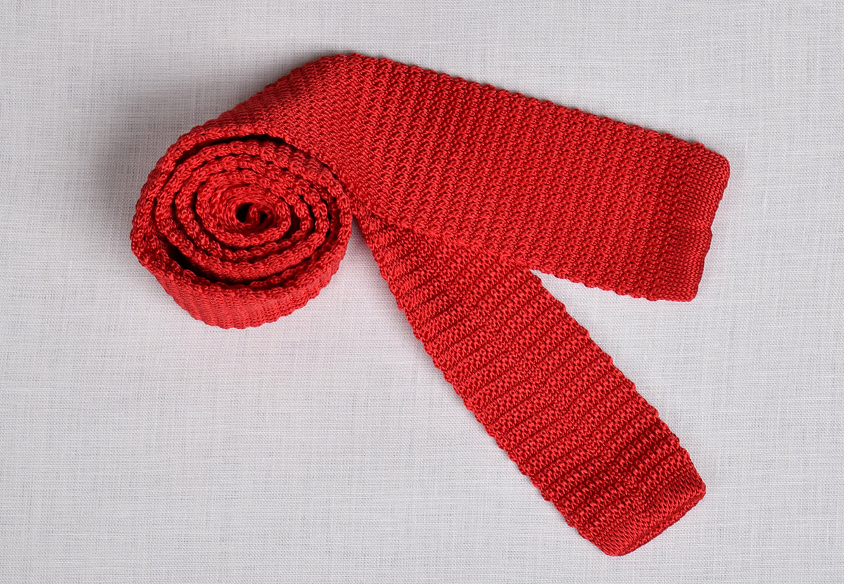 Silk Knitted Ties (CR574) - Red