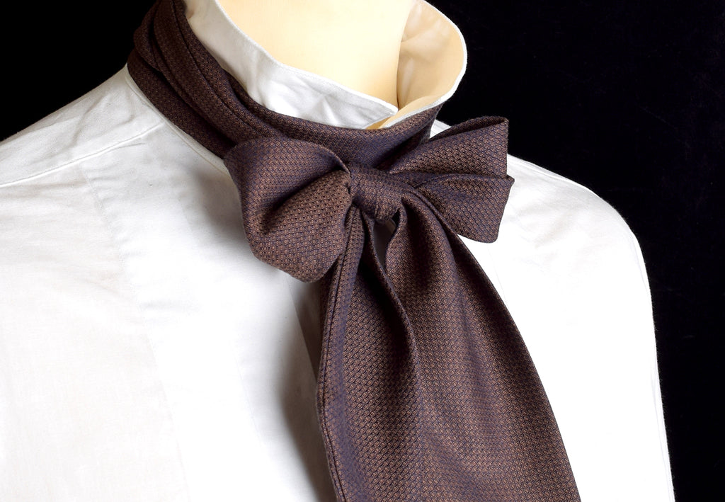 Textured Cotton Victorian Bow Tie (CR568) - Conker