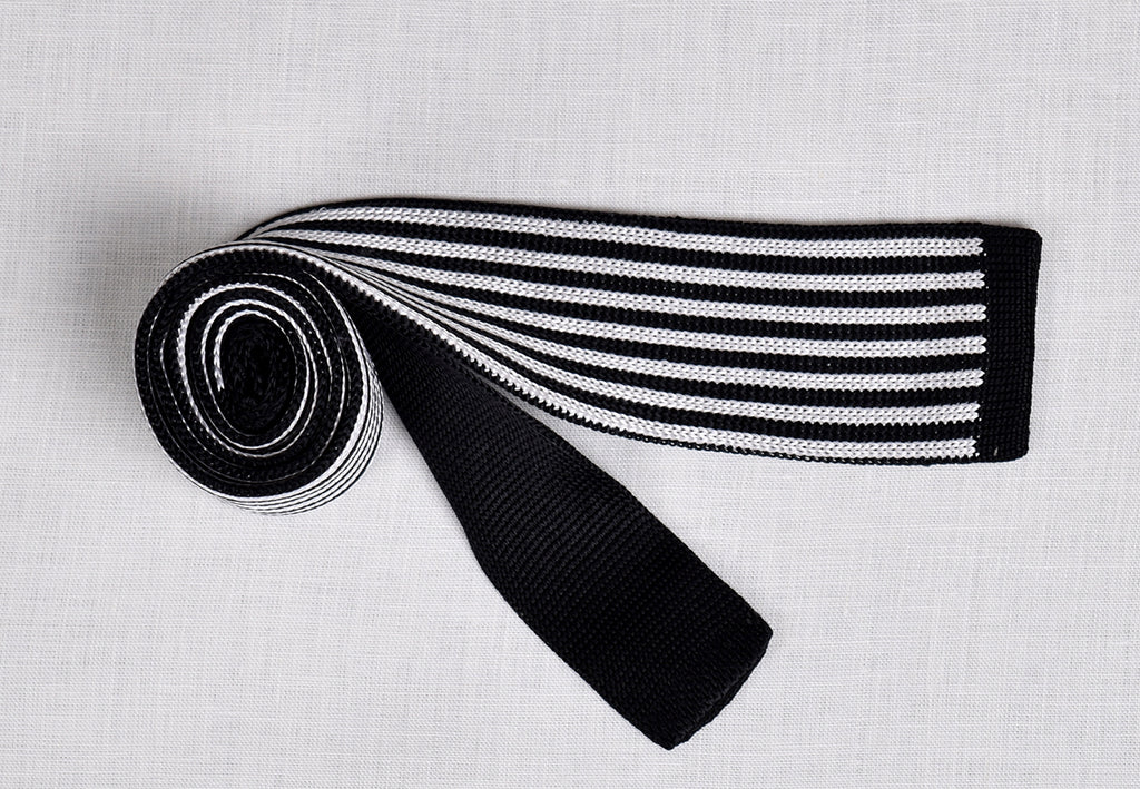 Silk Knitted Ties (CR574) - Black/White
