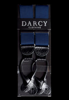 Plain Coloured Runner End Button-On Braces (BR715) - Navy