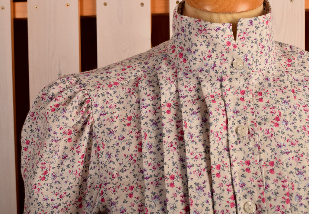 Liberty Print Fabric Ladies Victorian Blouse (BL002) - Pink Rose Sprig