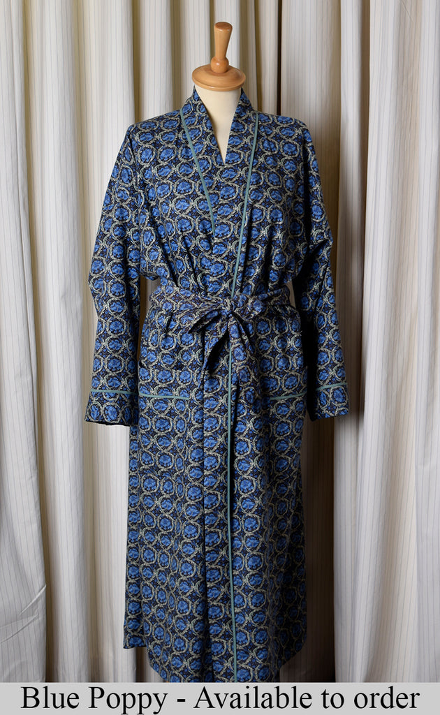 Vintage Liberty Print Ladies Dressing Gown (NW520) - Blue Poppy